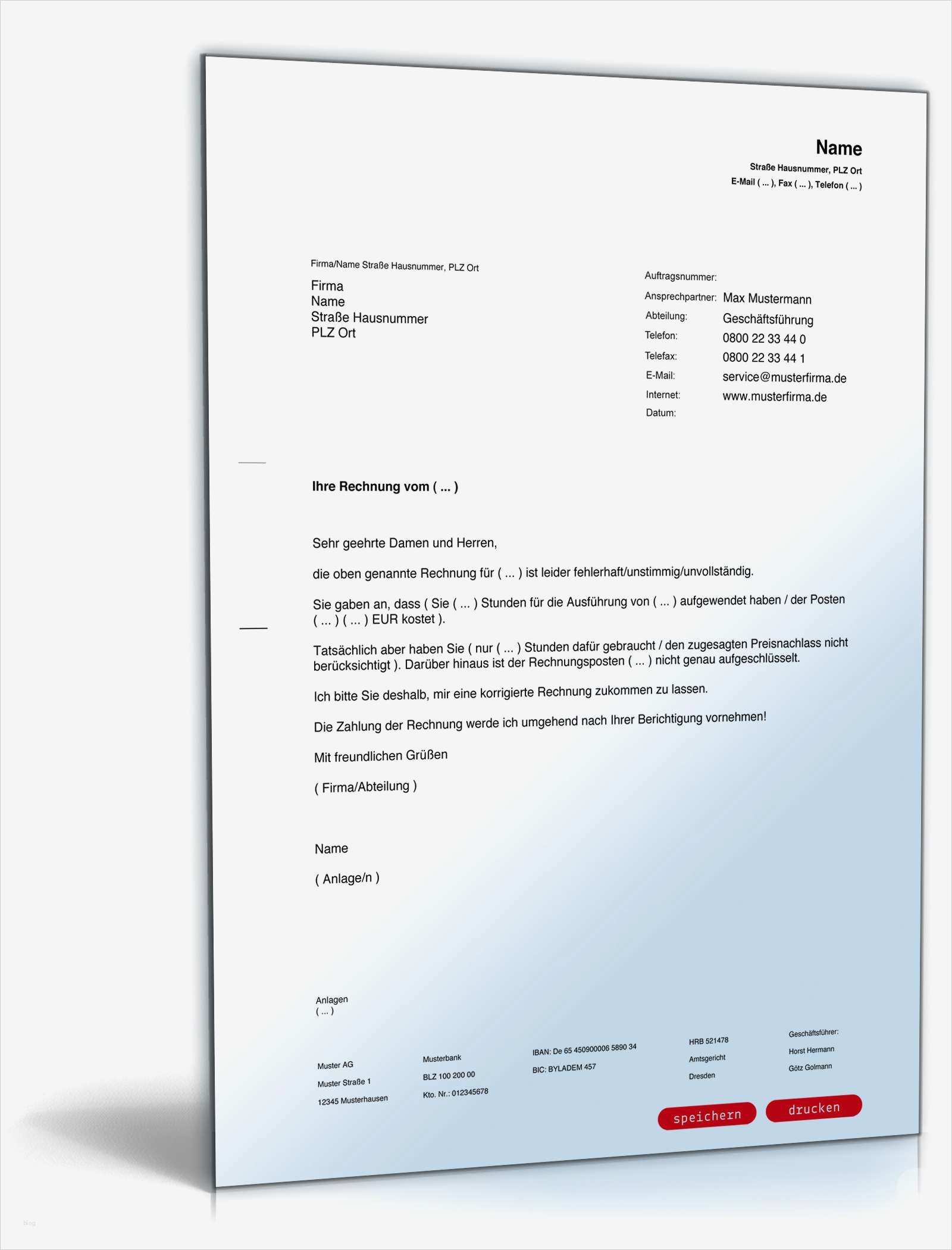 Mahnung Vorlage Privat Cool Aufforderung Korrektur Rechnung