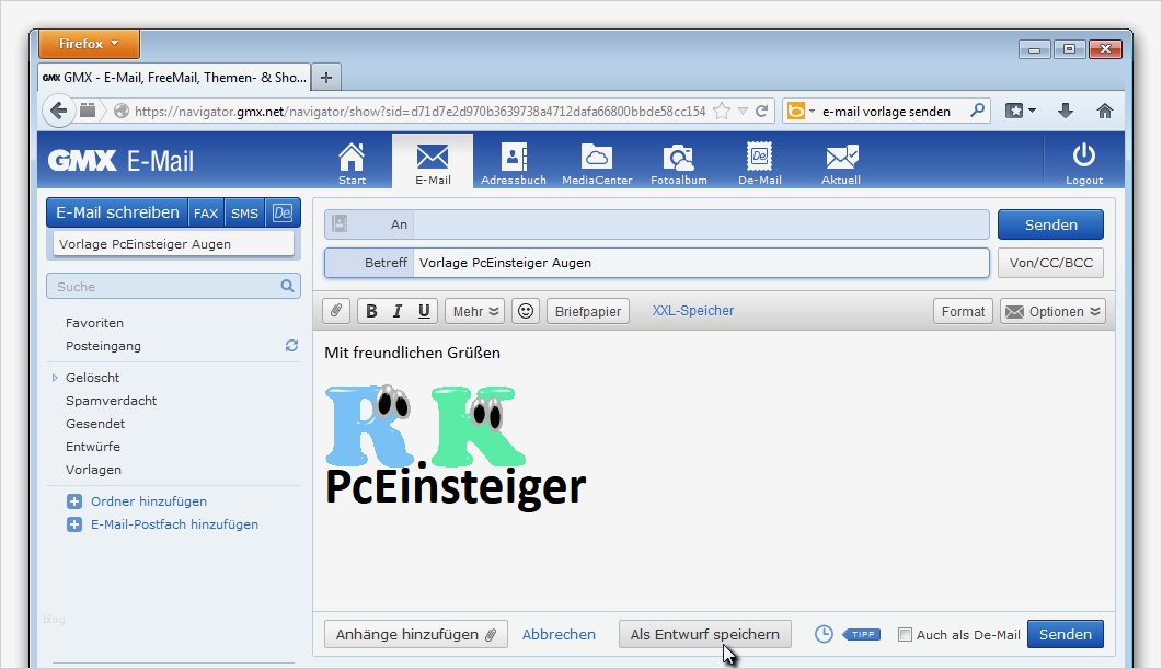 Mail Vorlage Hübsch Pceinsteiger Vorlage Für E Mail Bei Gmx Nutzen
