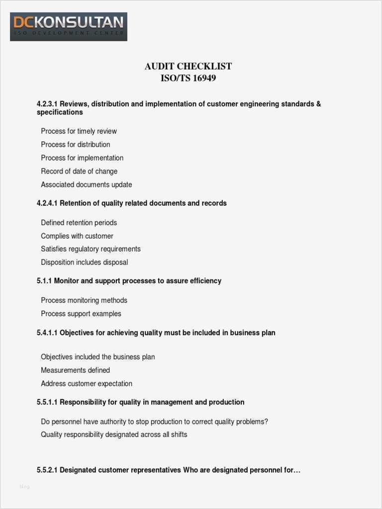 Management Review Ts 16949 Vorlage Neu Checklist Audit iso Ts Audit