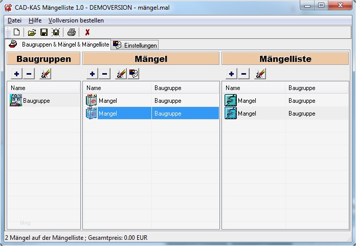 Mängelliste Download