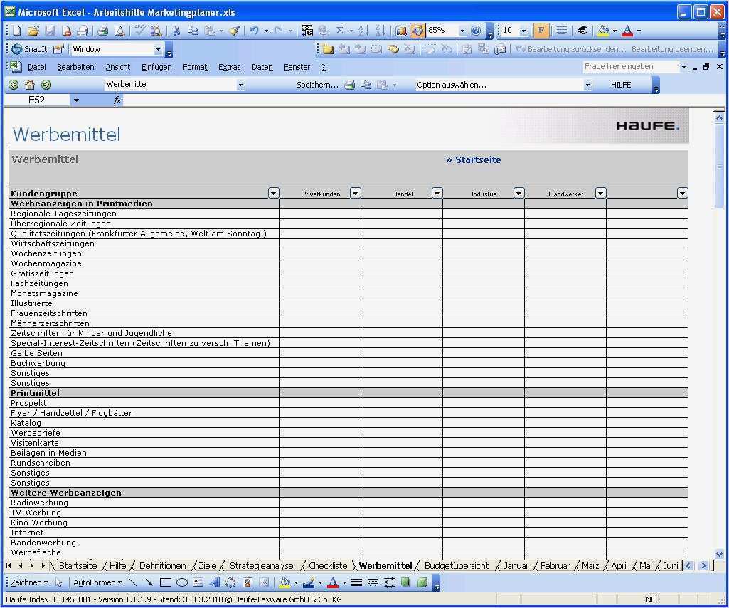 Marketingplan Vorlage Excel Kostenlos Best Of Marketingplaner 2011
