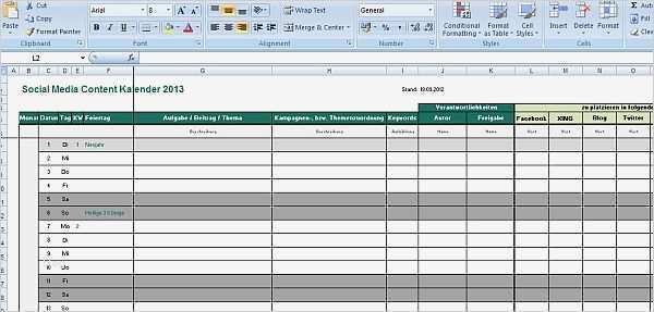 Marketingplan Vorlage Excel Kostenlos Inspiration social Media Strategie Leitfaden 2012 Mit Redaktionsplan