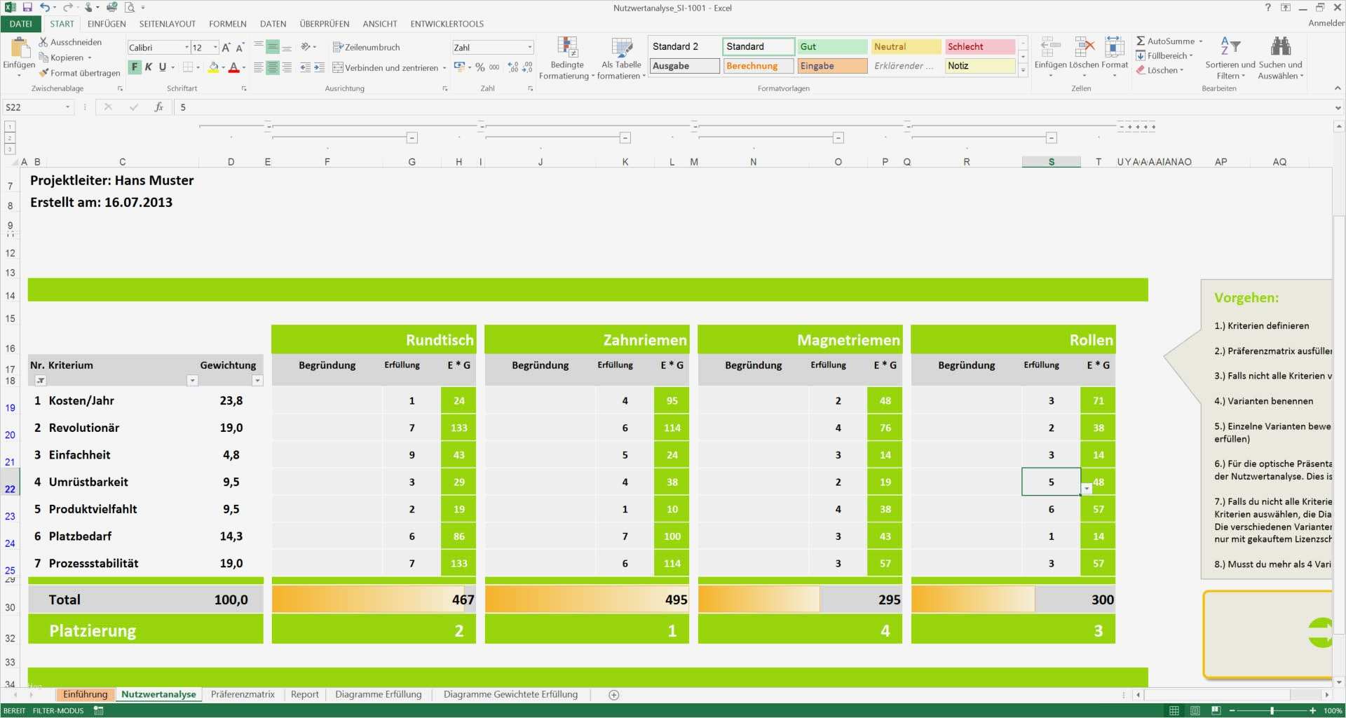 Marktanalyse Vorlage Bewundernswert Nutzwertanalyse Excel Vorlagen Nwa Präferenzmatrix