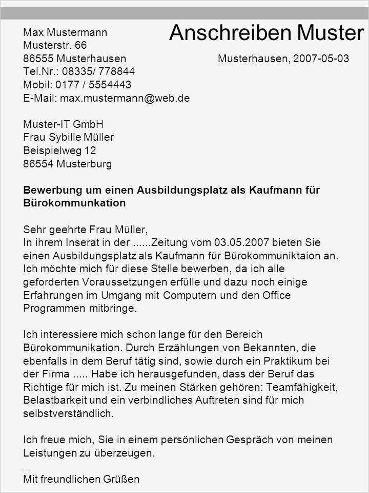 Max Mustermann Bewerbung Vorlage Hübsch Max Mustermann Anschreiben