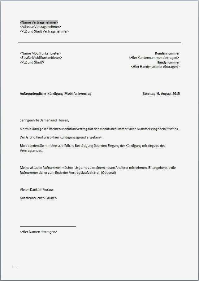 Mcfit Kündigung Vorlage Einzigartig Kündigung Handyvertrag Vorlage Text Word