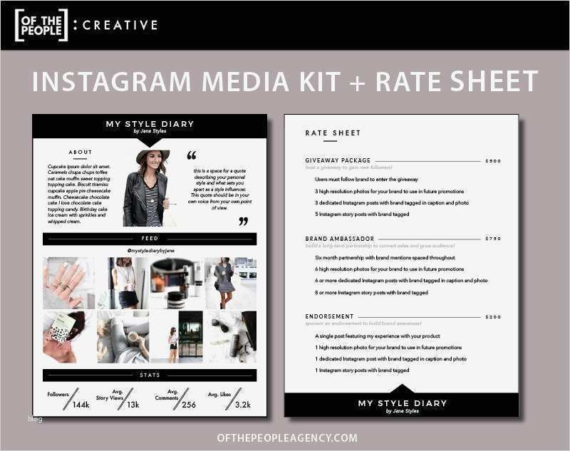 Media Kit Vorlage Einzigartig 2 Page Media Kit Rate Sheet Template for Instagram