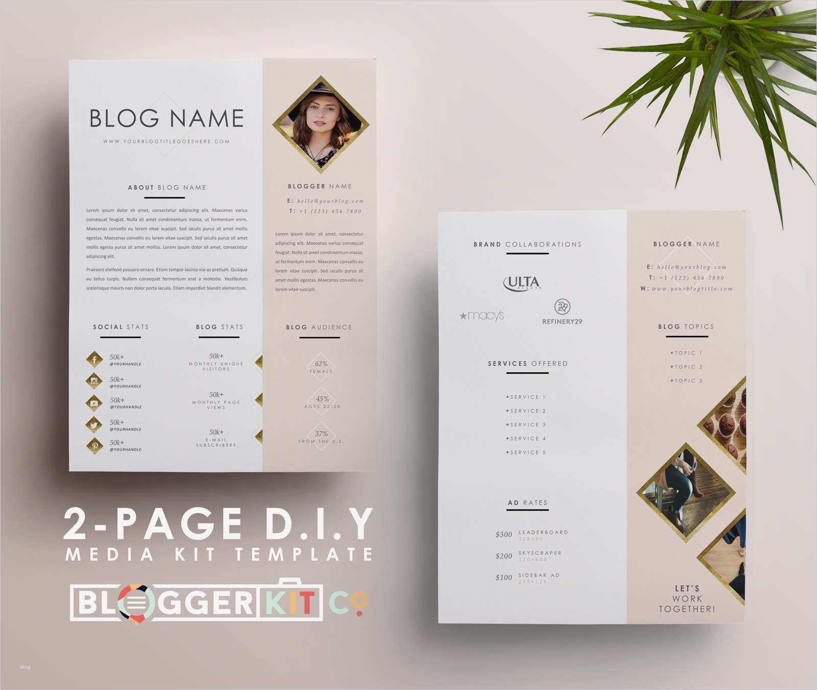 Media Kit Vorlage Elegant Life is Golden 2 Page Version Media Kit Template