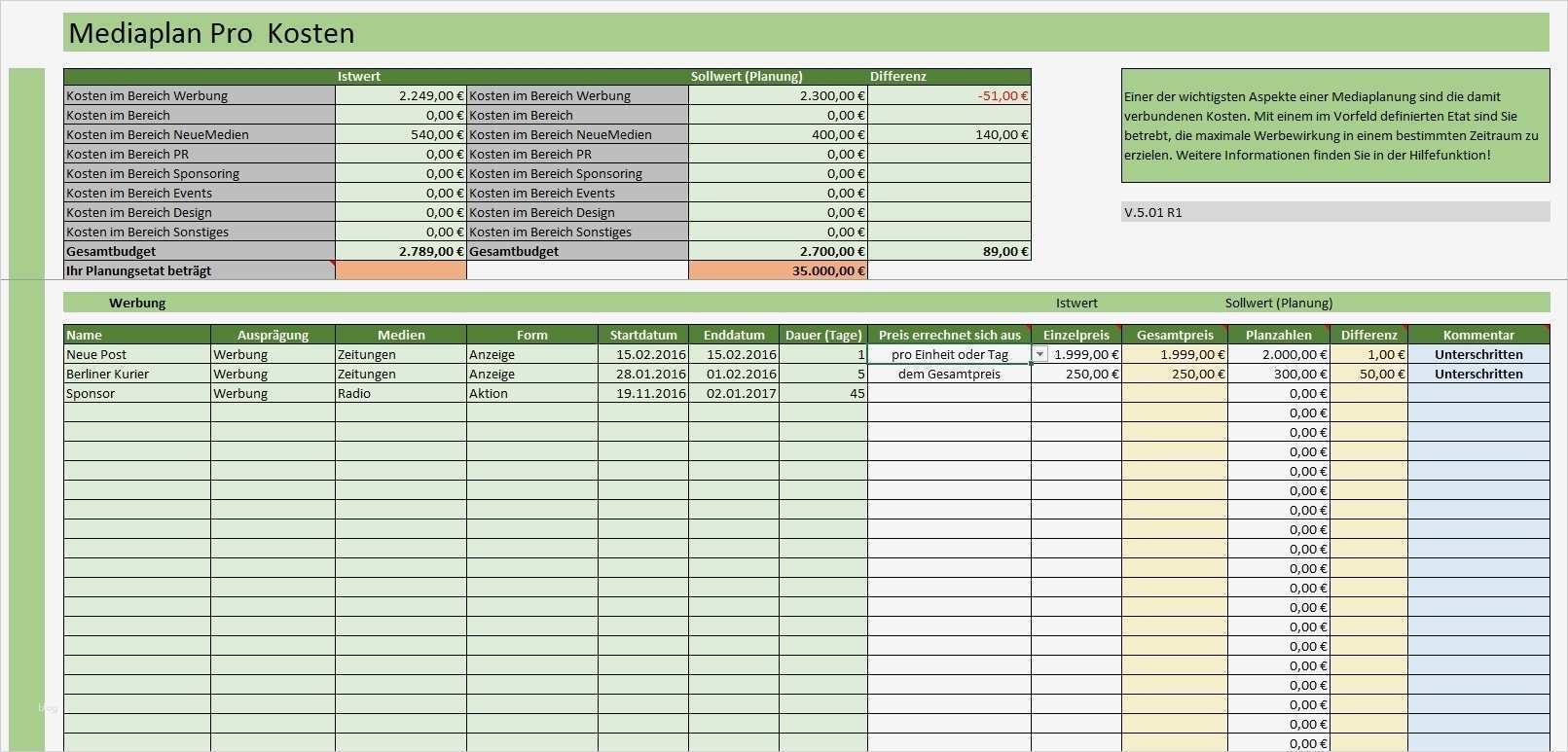 Mediaplan Excel Vorlage Gratis Bewundernswert Genial Einfache Mediaplan Pro Unter Excel Me Nplanung