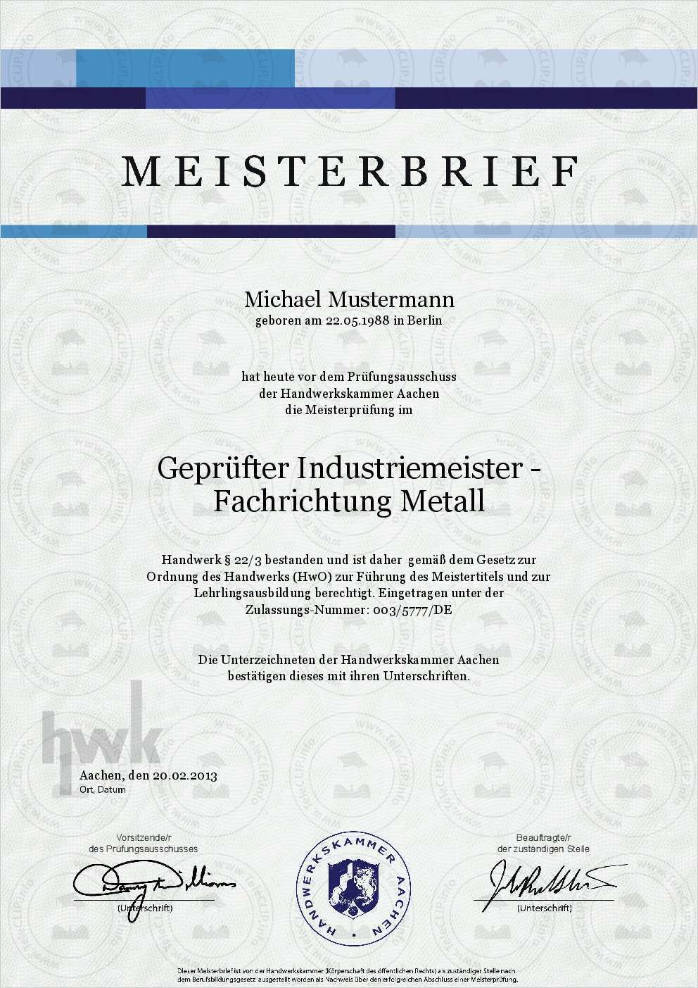 Meisterbrief Vorlage Download Angenehm Hwk Meisterbrief Kaufen