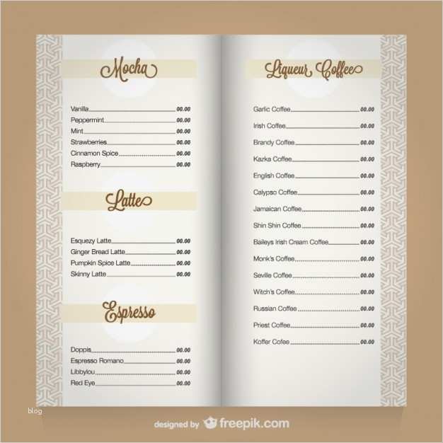 Menü Vorlage Bewundernswert Kaffee Menü Vektor Vorlage