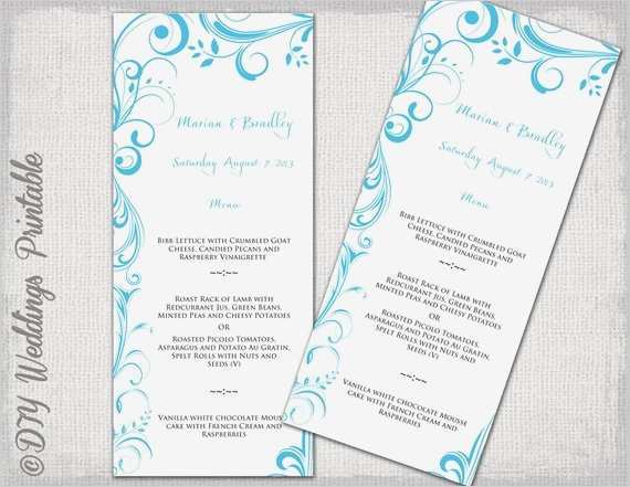 Menü Vorlage Bewundernswert Menü Malibu Blue Diy Druckbare Menü Vorlage