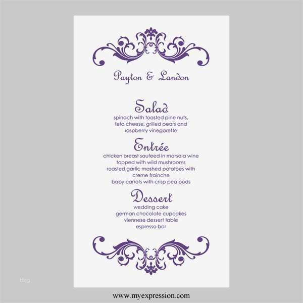 Menü Vorlage Cool Hochzeit Menü Karte Vorlage Vintage Rollen Lila Instant