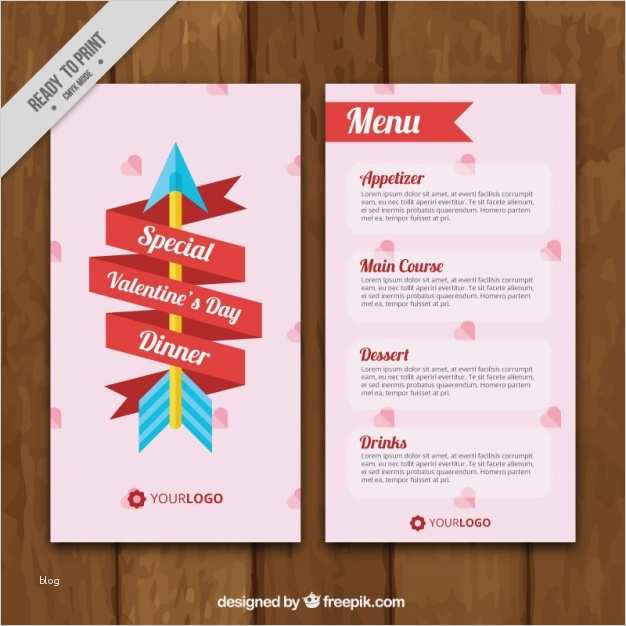 Menü Vorlage Cool Valentinstag Menü Vorlage Mit Band Und Pfeil