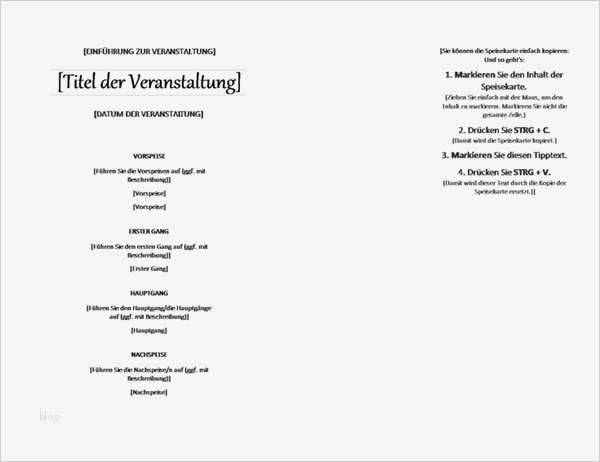 Menü Vorlage Gut Menü