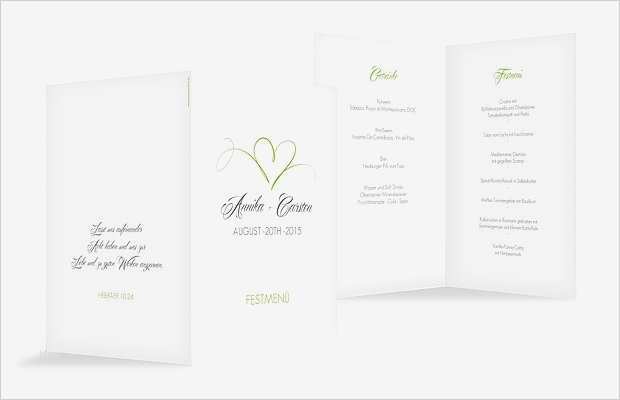 Menükarte Hochzeit Vorlage Erstaunlich Hochzeitsmenü "herzschlag"