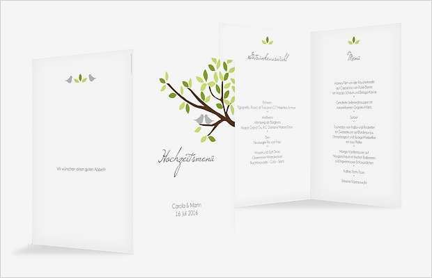 Menükarte Hochzeit Vorlage Hübsch Menükarte Hochzeit "baum"