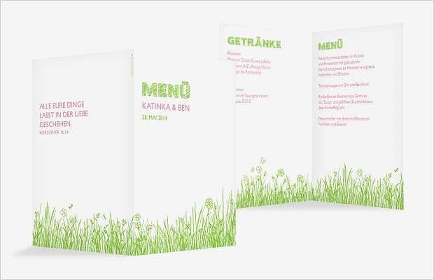 Menükarte Hochzeit Vorlage Schönste Menükarte Hochzeit "sommerwiese"
