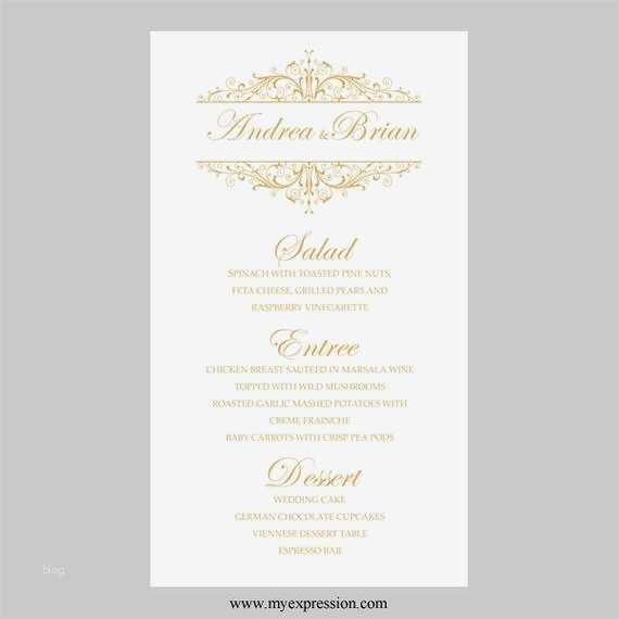 Menükarte Hochzeit Vorlage Word Wunderbar Hochzeit Menü Karte Vorlage Vintage Filigree Gold
