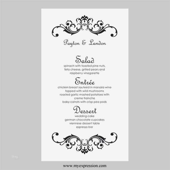 Menükarte Vorlage Kostenlos Download Luxus Hochzeit Menü Karte Vorlage Vintage Rollen Schwarz