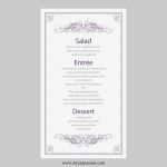 Menükarte Vorlage Word Angenehm Hochzeit Menü Karte Vorlage Vintage Filigree