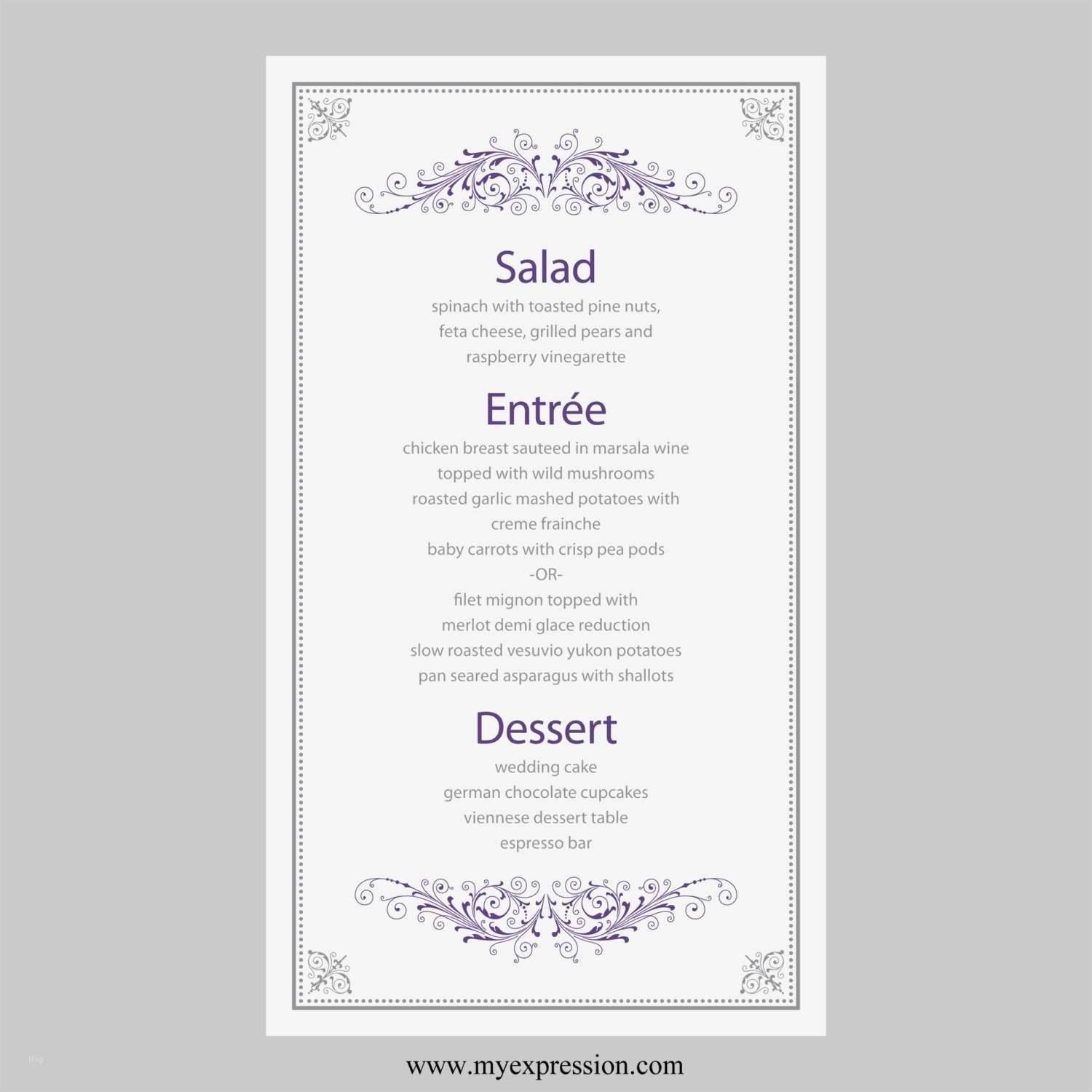 Menükarte Vorlage Word Angenehm Hochzeit Menü Karte Vorlage Vintage Filigree