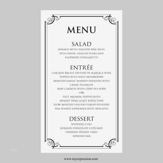 Menükarte Vorlage Word Schön Hochzeit Menü Karte Vorlage Schwarze ornate Frame