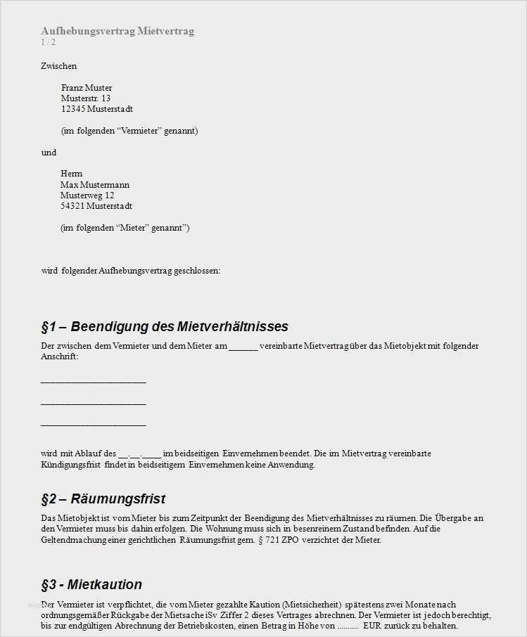 Mietaufhebungsvertrag Vorlage Genial Charmant 12 Monate Mietvertrag Vorlage Galerie Vorlagen