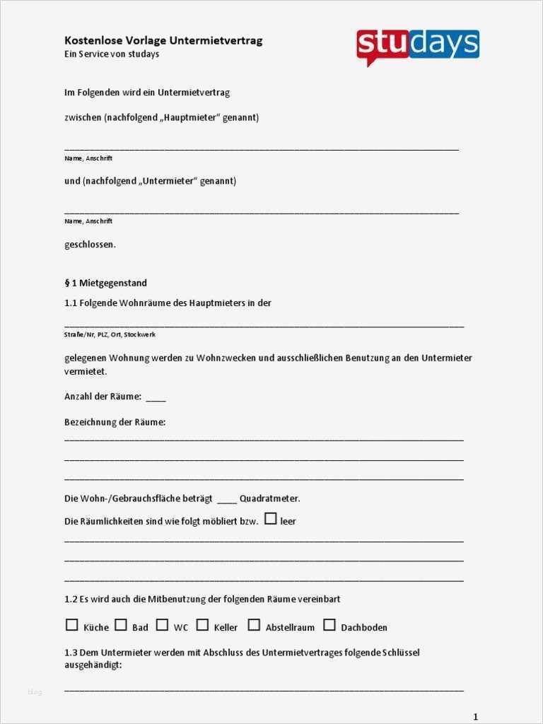 Mietbescheinigung Vorlage Kostenlos Einzigartig Kostenlose Vorlage Untermietvertrag 227 Kb