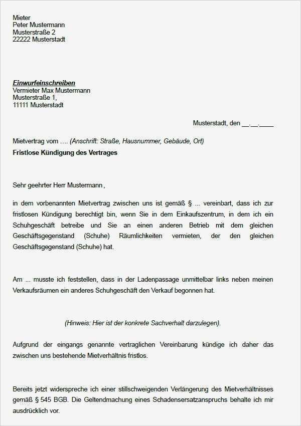 Mietbescheinigung Vorlage Kostenlos Wunderbar Außerordentliche Kündigung Vorlage