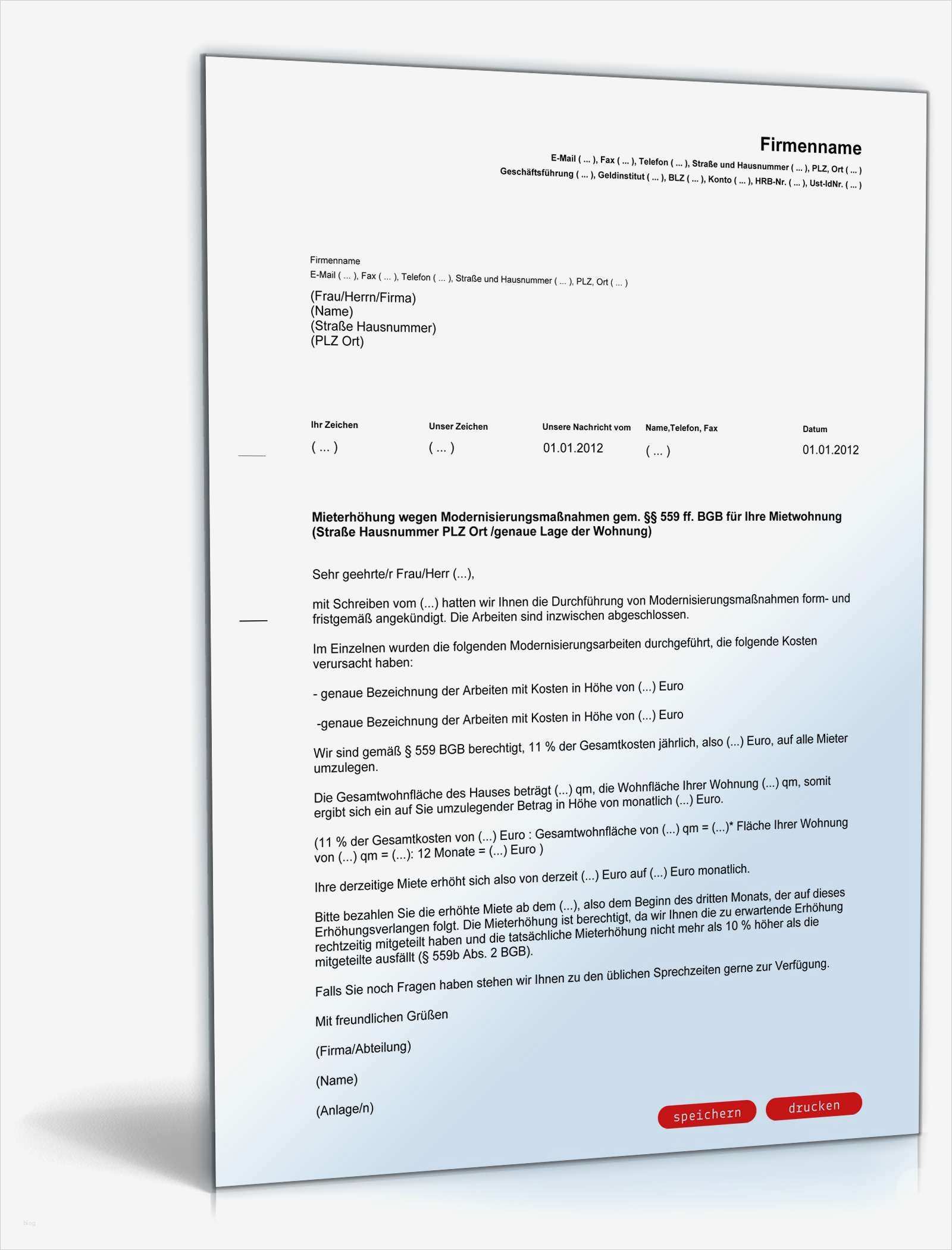 Miete Erhöhen Vorlage Best Of Mieterhöhung Modernisierungsmaßnahmen Vorlage Zum Download
