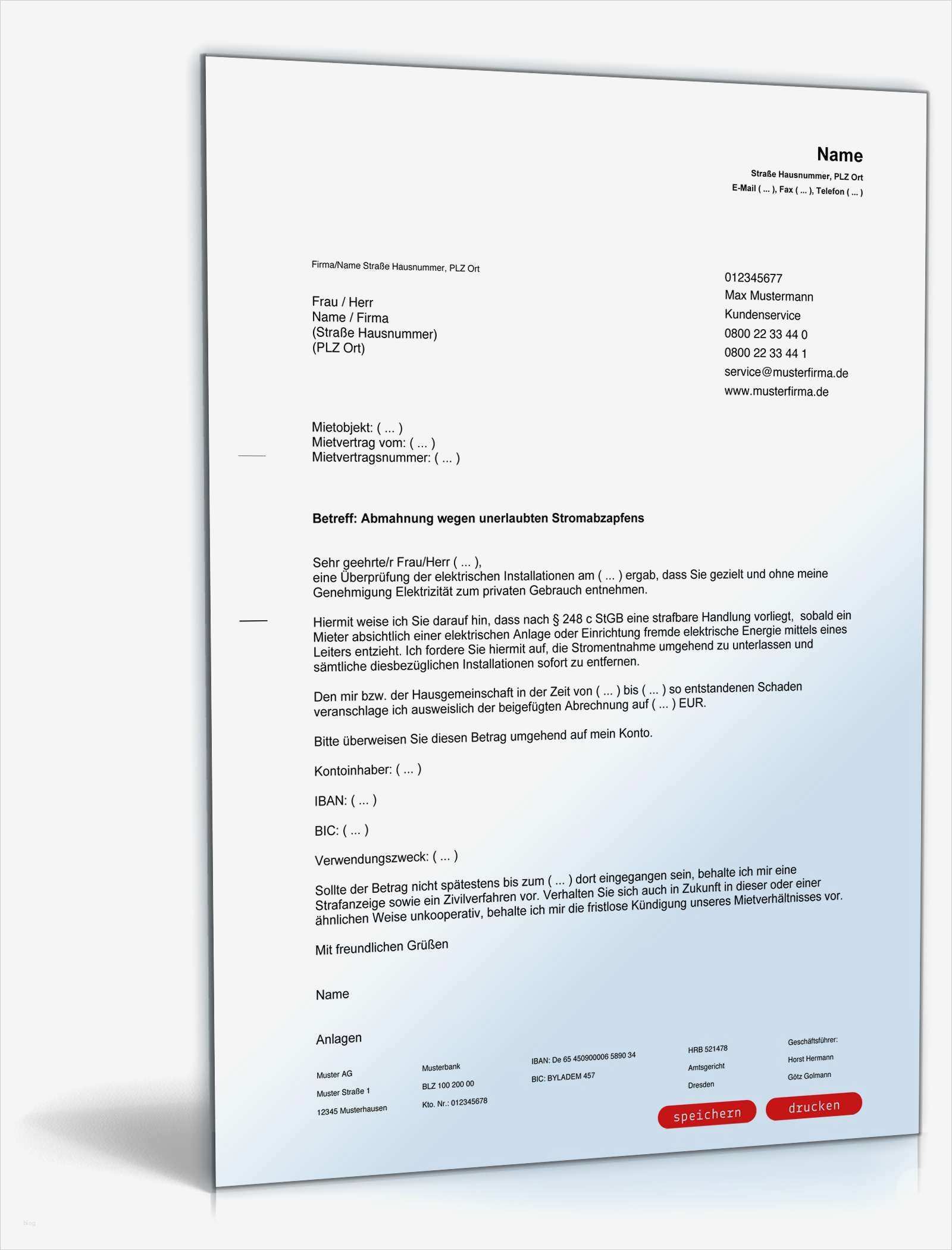 Mieter Abmahnung Vorlage Cool Abmahnung Unerlaubtes Stromabzapfend