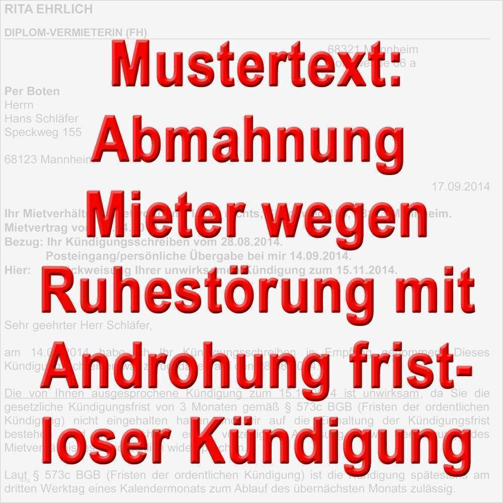 Mieter Zahlt Nicht Mahnung Vorlage Elegant Mustertext Abmahnung Mieter Wegen Ruhestörung