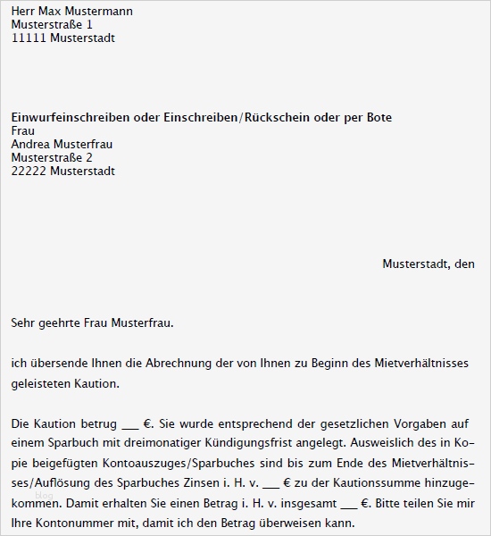 Mietkautionskonto Freigabeerklärung Vorlage Neu Muster Einr Kautionsabrechnung Durch Vermieter Zum Download