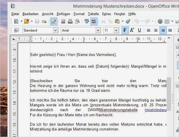 Mietminderung Vorlage Hübsch Musterschreiben Zur Mietminderung Vorlage Für Word