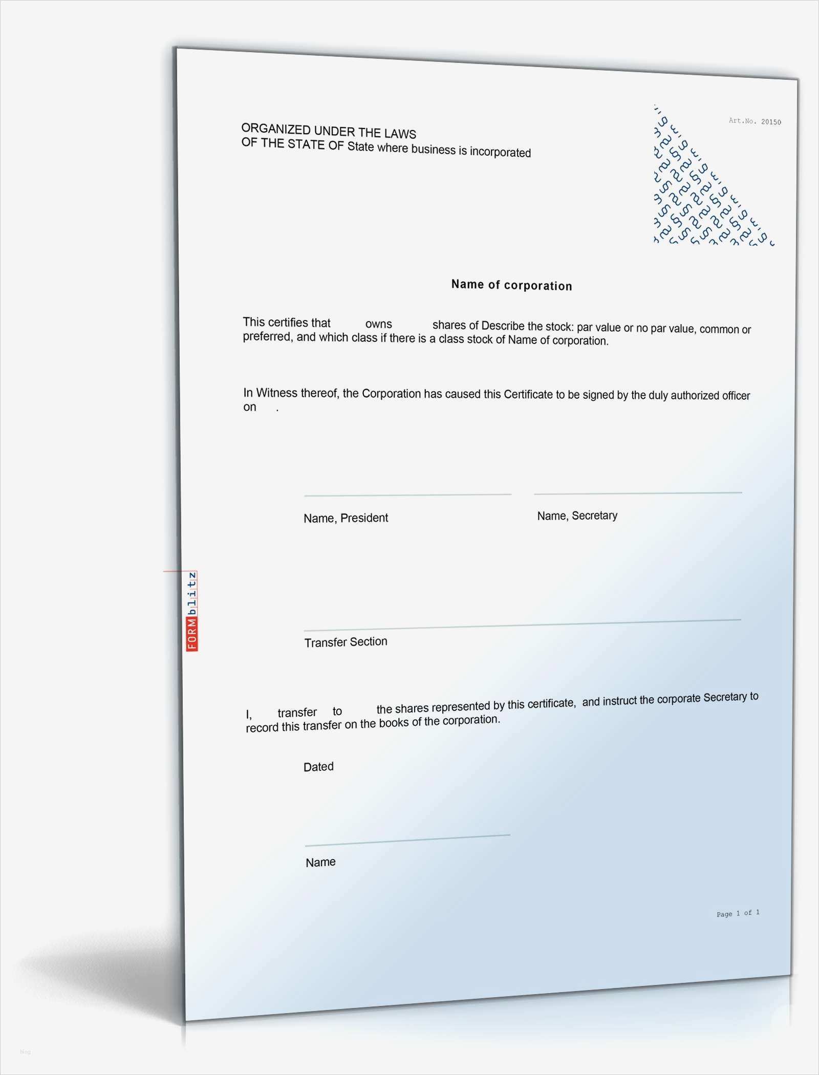 Mietschuldenfreiheitsbescheinigung Vorlage Word Genial Stock Certificate • De formular Download