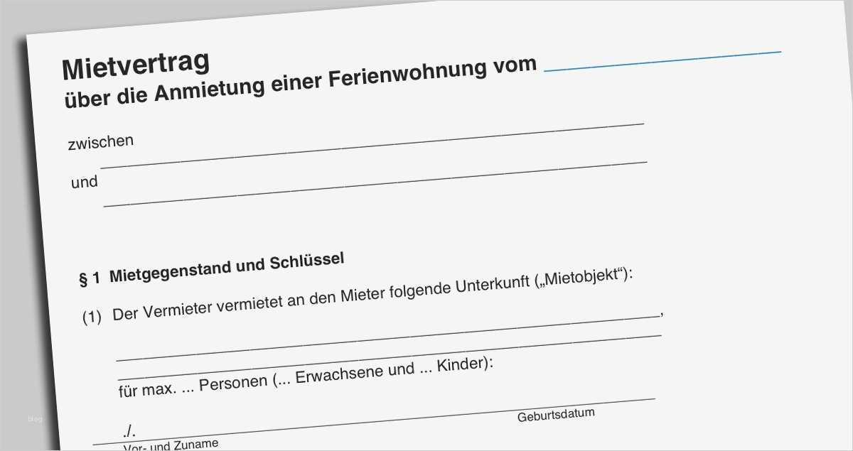 Mietvertrag Ferienwohnung Vorlage Cool Muster Mietvertrag Für Ferienwohnungen & Ferienhäuser
