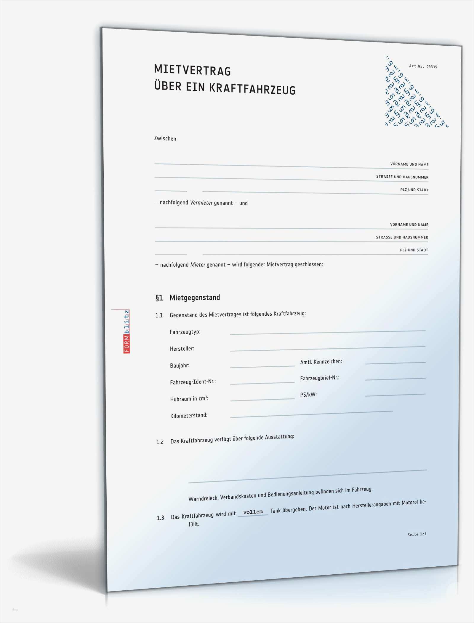 Mietvertrag Leihwagen Vorlage Angenehm Mietvertrag Kraftfahrzeug Rechtssicheres Muster Zum Download