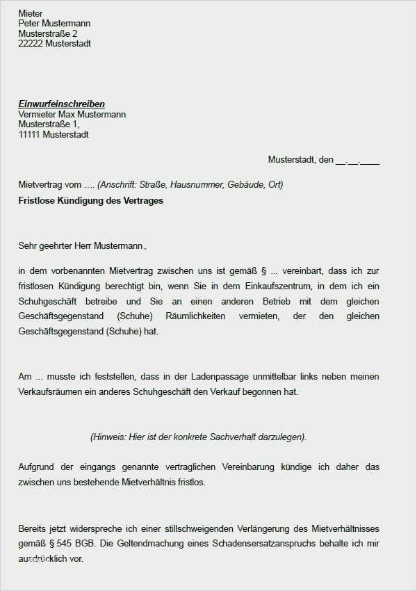 Mietvertrag Vorlage Vermieter Best Of Kündigung Wegen Eigenbedarf Vorlage Neu Kündigung