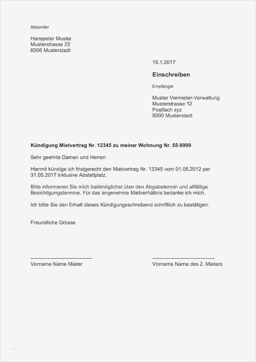 Mietvertrag Wohnung Vorlage Best Of Kündigung Wohnung Mietvertrag Vorlage