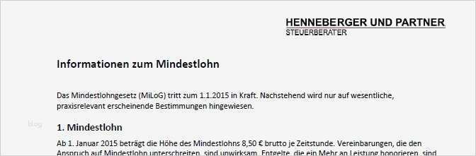 Mindestlohn Vorlage Neu Mindestlohn Henneberger Und Partner Steuerberater Würzburg