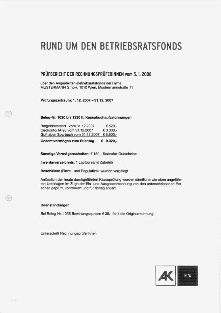 Minijob Vertrag Vorlage Erstaunlich Muster Für Den Prüfbericht Der Rechnungsprüfer Innen