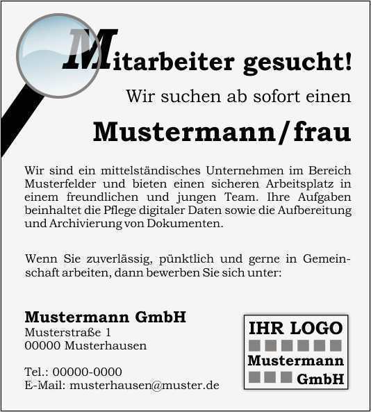 Mitarbeiter Gesucht Vorlage Einzigartig Rmp Familienanzeigen Stellenmarkt