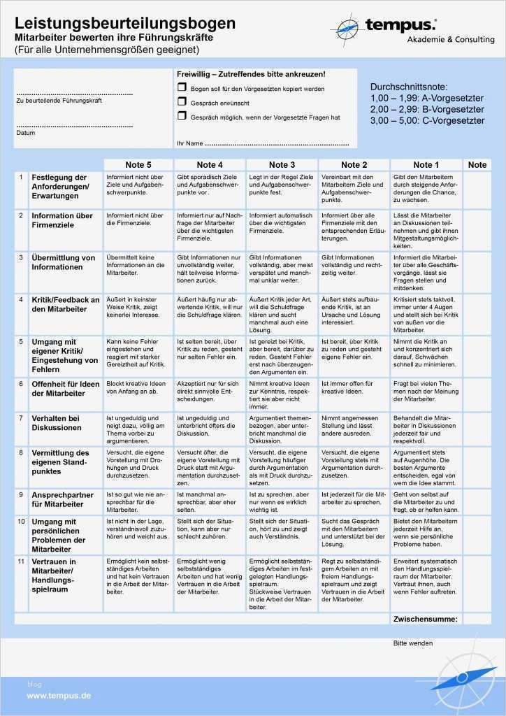 Mitarbeiterbeurteilungsbogen Vorlage Neu Leistungsbeurteilung Für Chefs – Auch Das sollte Es Geben
