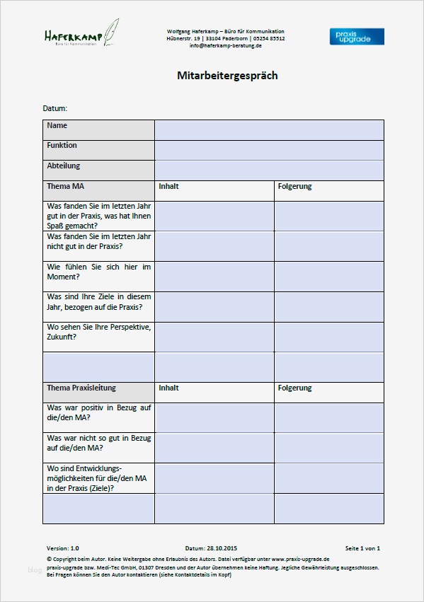 Mitarbeitergespräch Führen Vorlage Wunderbar Vorlagen Praxis Upgrade