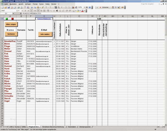Mitgliederliste Verein Vorlage Süß Vereinsmayer Xls Download