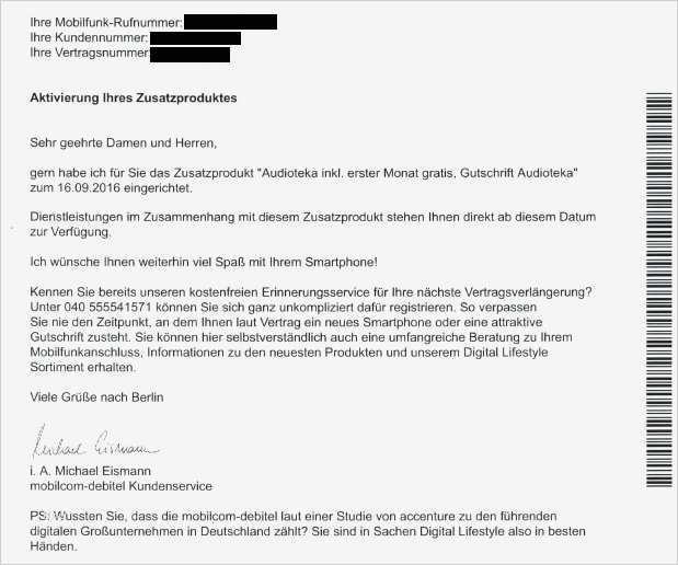 mobil debitel aktiviert eigenmächtig Zusatzprodukte