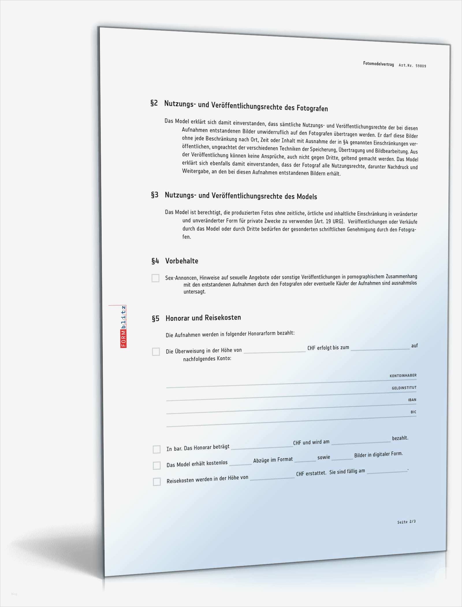 Modelvertrag Vorlage Fabelhaft Fotomodelvertrag