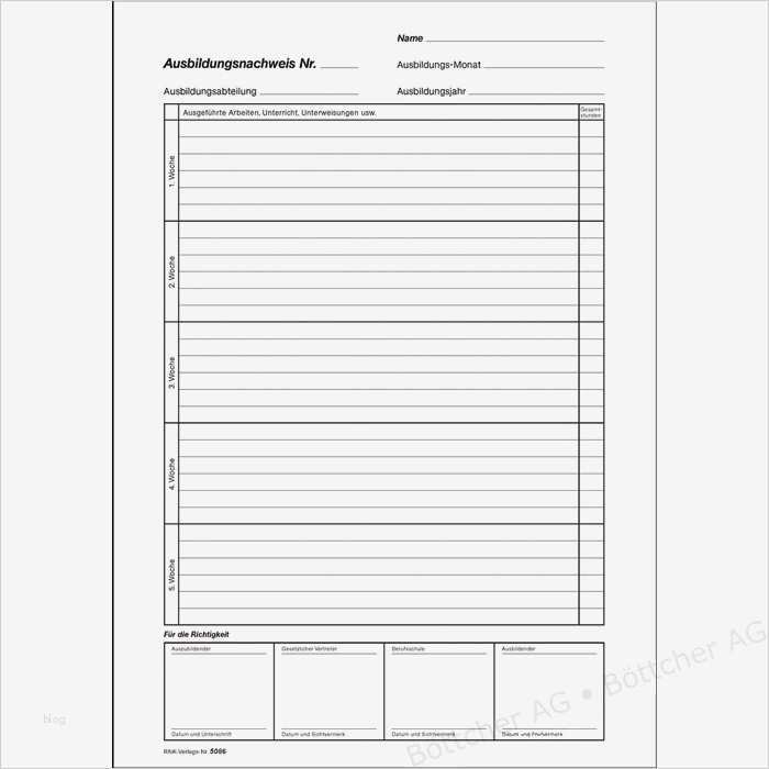 Monatsbericht Vorlage Erstaunlich Rnk 5086 Ausbildungsnachweis A4 Block Monatlich Böttcher Ag