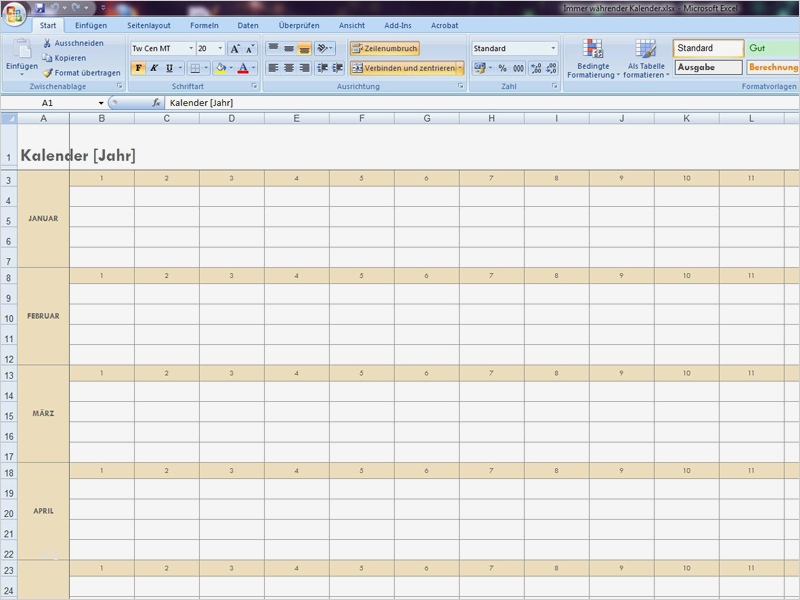 Monatsdienstplan Excel Vorlage Süß Immer Währender Kalender