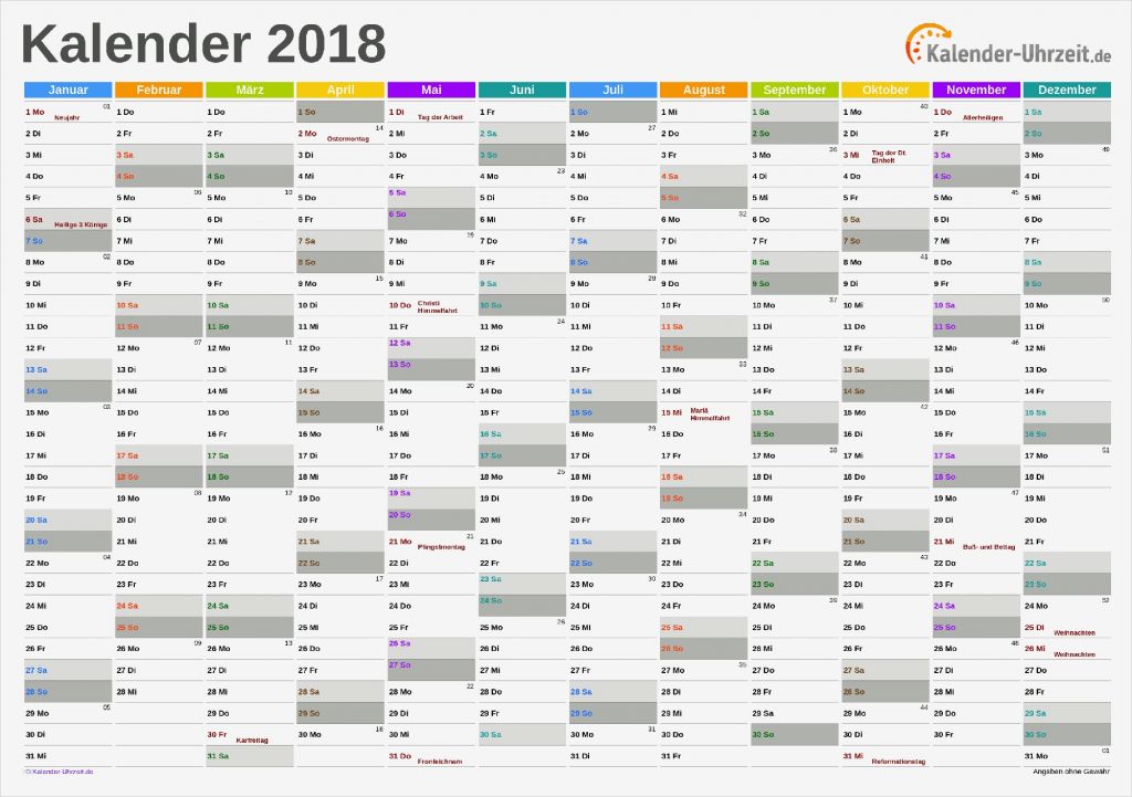 Monatskalender 2018 Vorlage Fabelhaft Kalender 2018 Zum Ausdrucken Kostenlos